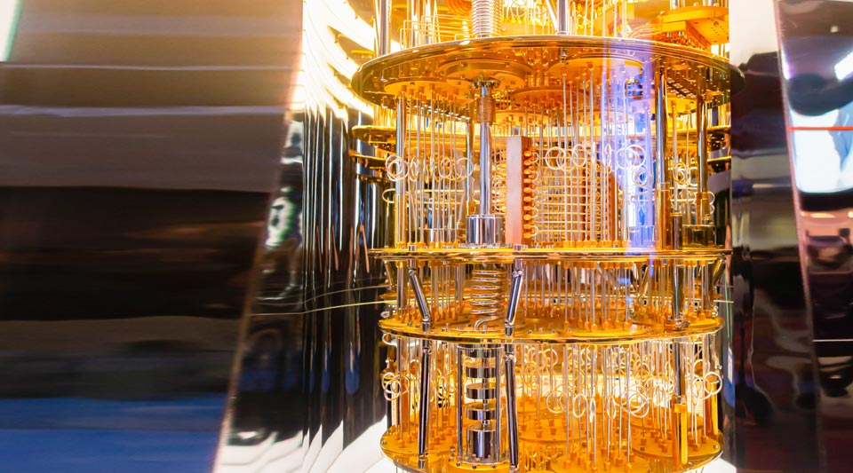 a photograph of an IBM Q System One Quantum computer