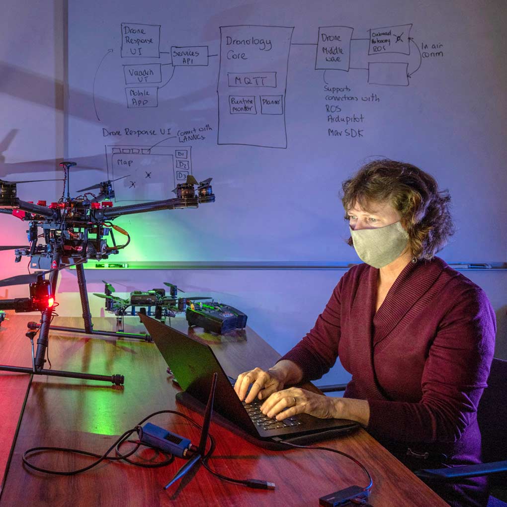 Jane Cleland-Huang works in her drone lab.